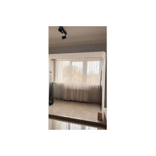 Тюль фатин бежево-сірий з вишивкою по низу Corsa TFN-1676