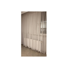 Тюль фатин бежево-сірий з вишивкою по низу Corsa TFN-1676