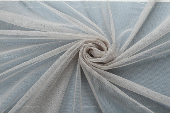 Тюль фатин бежево-серый с вышивкой по низу Corsa TFN-1676 Тюль фатин бежево-серый с вышивкой по низу Corsa TFN-1676