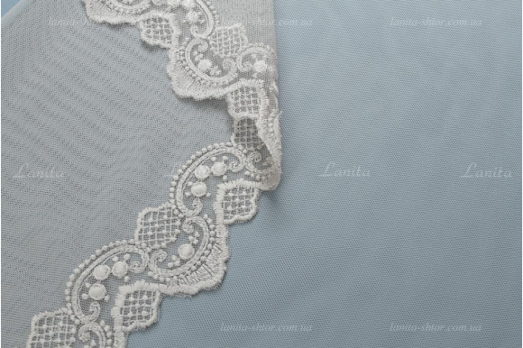 Тюль фатин бежево-серый с вышивкой по низу Corsa TFN-1676 Тюль фатин бежево-серый с вышивкой по низу Corsa TFN-1676