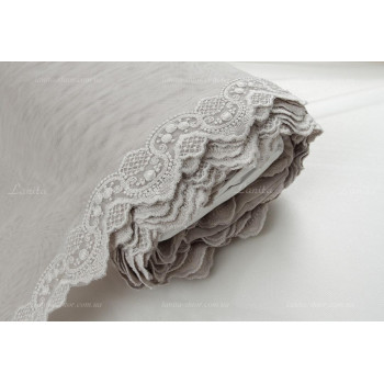 Тюль фатин бежево-сірий з вишивкою по низу Corsa TFN-1676