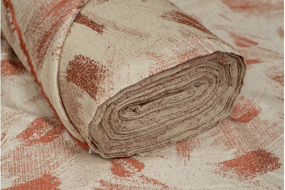 Портьєра бежево-теракотова T6111-3