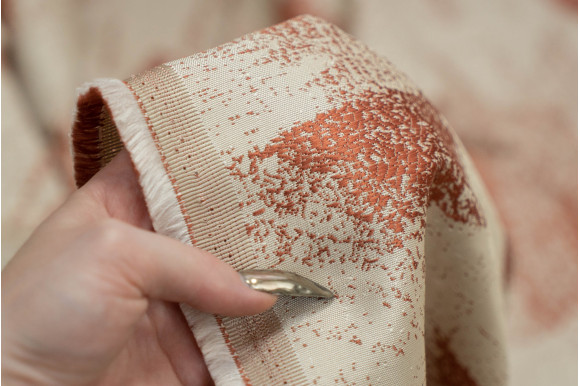 Портьєра бежево-теракотова T6111-3