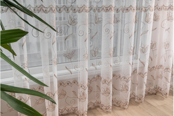 Тюль фатин з мереживом, S-202