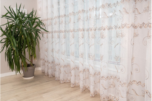 Тюль фатин з мереживом, S-202