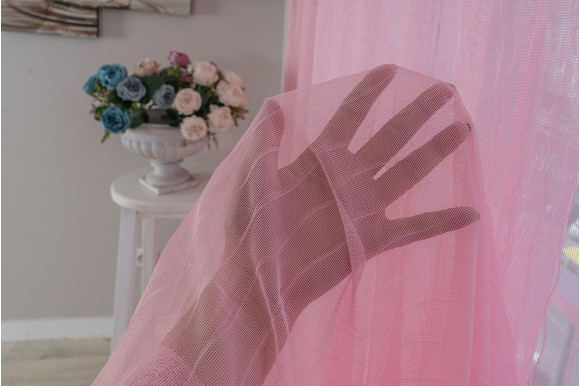 Тюль фатин плиссе розовый