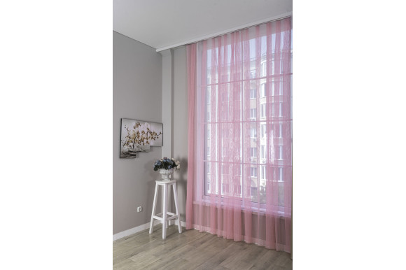 Тюль фатин плиссе розовый