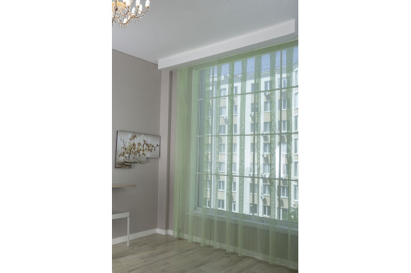 Тюль фатин плісе салатовий