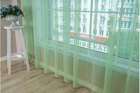 Тюль фатин плісе салатовий