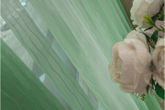 Тюль фатин плісе салатовий