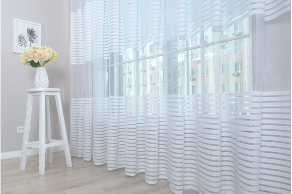 Тюль в смужку біла Paul-01