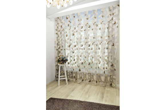 Тюль органза/котон QS-48-09 коричневий відріз 2 метри