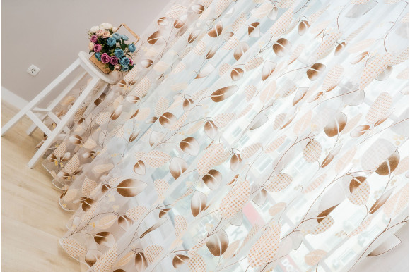 Тюль органза/котон QS-48-09 коричневий відріз 2 метри