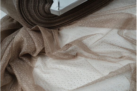 Тюль сетка гипюровая бежевая IP-509