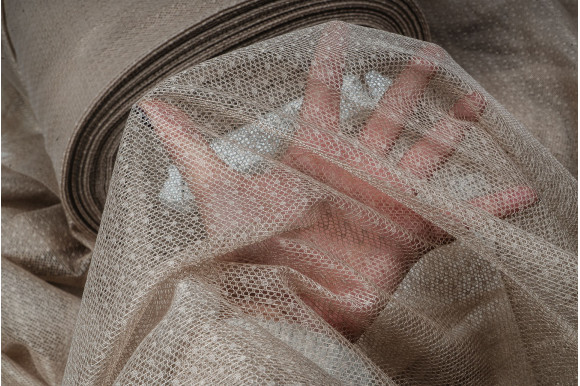 Тюль сетка гипюровая бежевая IP-509