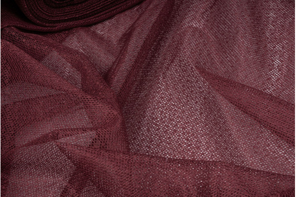 Тюль сетка гипюровая бордовая IP-5014