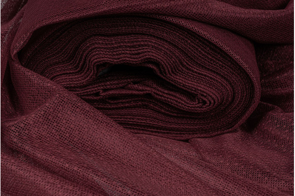 Тюль сетка гипюровая бордовая IP-5014