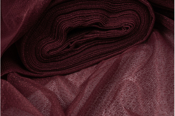 Тюль сетка гипюровая бордовая IP-5014