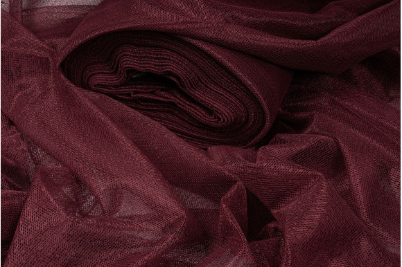 Тюль сетка гипюровая бордовая IP-5014