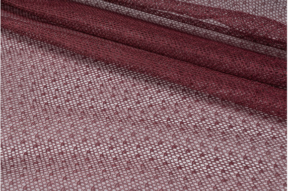 Тюль сетка гипюровая бордовая IP-5014