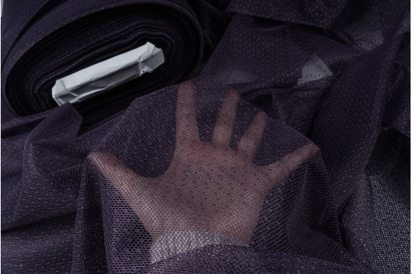 Тюль сітка гіпюрова фіолетова IP-5014