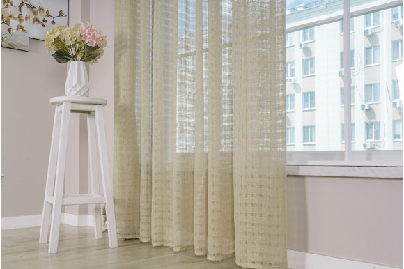 Лен сеточка МВ 74 бежевая Турция