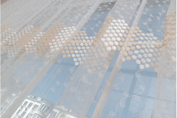 Тюль фатин молочно-золотий Solar 1186-18