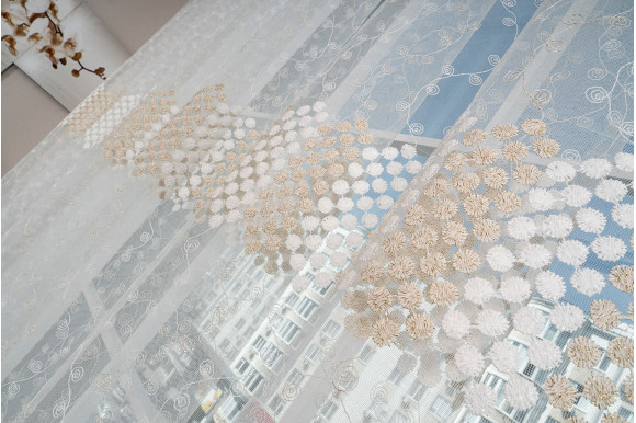 Тюль фатин молочно-золотий Solar 1186-18