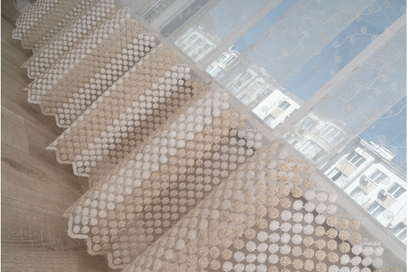 Тюль фатин молочно-золотий Solar 1186-18