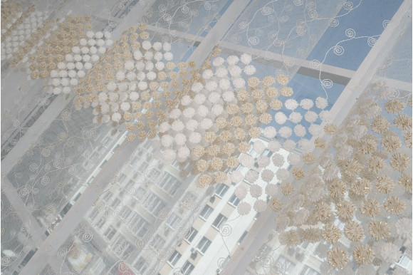 Тюль фатин молочно-золотий Solar 1186-18