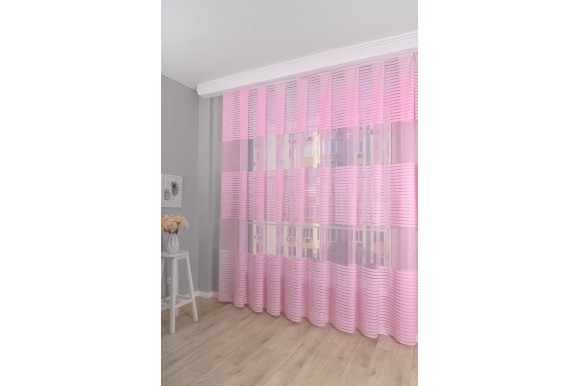 Тюль в смужку рожева Paul-218