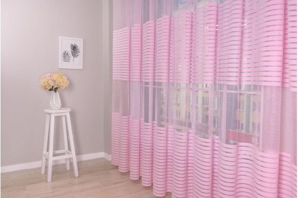 Тюль в смужку рожева Paul-218