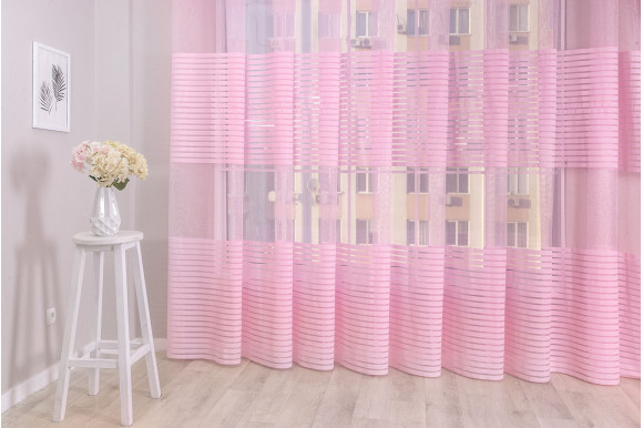 Тюль в смужку рожева Paul-218