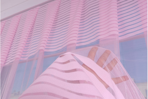 Тюль в смужку рожева Paul-218