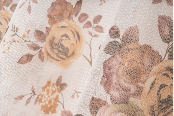 Тюль льон з квітами Vitali TTC-418