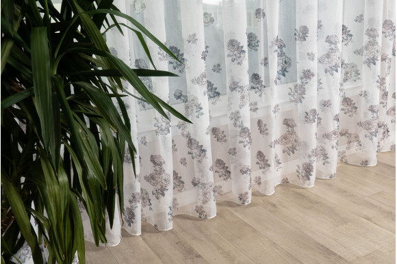 Тюль лен с цветами Vitali TTC-421