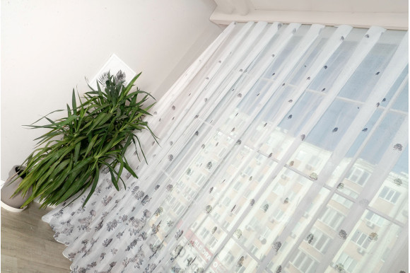 Тюль лен с цветами Vitali TTC-421