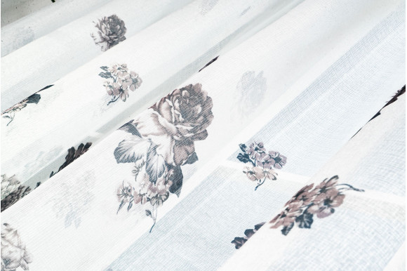 Тюль лен с цветами Vitali TTC-421
