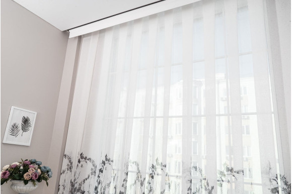 Тюль лен с цветами Polly TTC-774