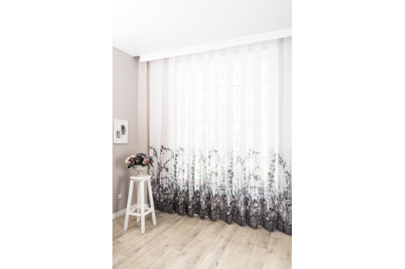 Тюль лен с цветами Polly TTC-774