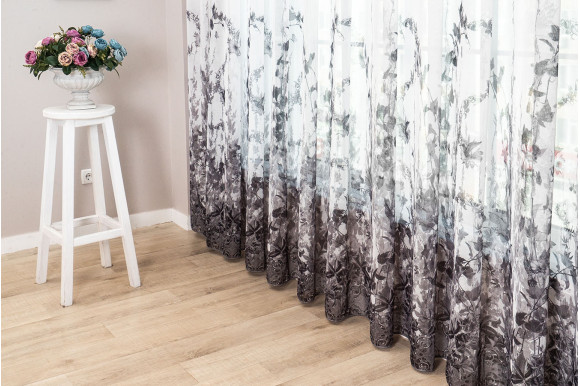 Тюль лен с цветами Polly TTC-774