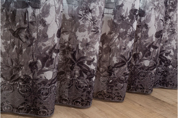 Тюль лен с цветами Polly TTC-774