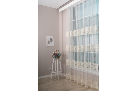 Тюль фатин з люрексом Octavia TFV-1044 молочний Тюль фатин з люрексом Octavia TFV-1044 молочний