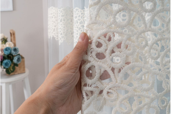 Тюль фатин з люрексом Octavia TFV-1044 молочний Тюль фатин з люрексом Octavia TFV-1044 молочний