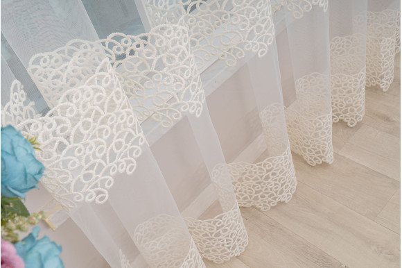 Тюль фатин з люрексом Octavia TFV-1044 молочний Тюль фатин з люрексом Octavia TFV-1044 молочний