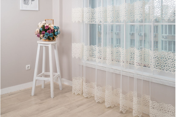 Тюль фатин з люрексом Octavia TFV-1044 молочний