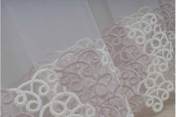 Тюль фатин з люрексом Octavia TFV-1046 молочно-перламутровий відріз 6 метри