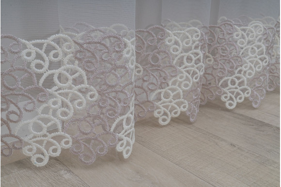 Тюль фатин з люрексом Octavia TFV-1046 молочно-перламутровий відріз 6 метри