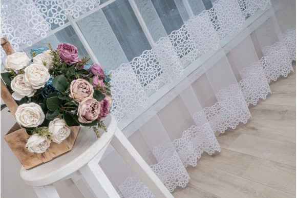 Тюль фатин с люрексом Octavia TFV-1049 белый