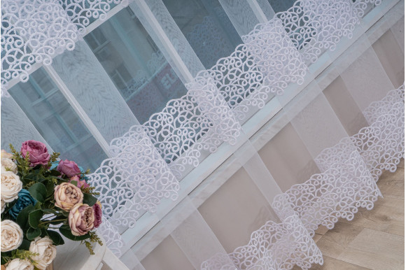 Тюль фатин с люрексом Octavia TFV-1049 белый